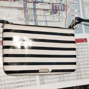 Kate Spade Black and White Striped Wristlet